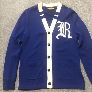 Elegant Blue and Cream Cardigan